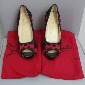 Christian Louboutin Peep Silk Heels